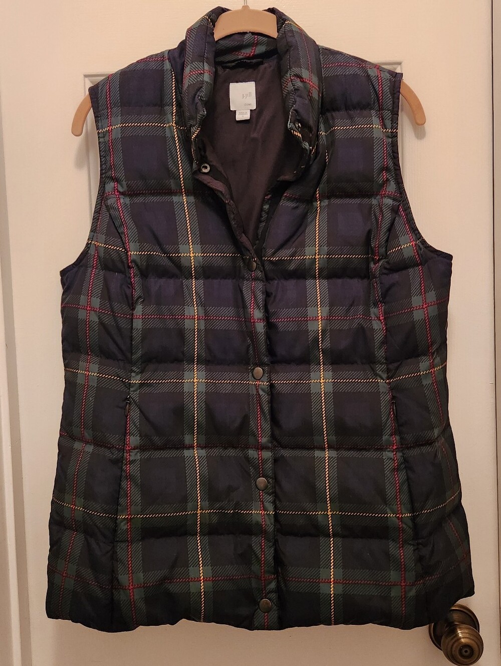 Womens J. Jill Down Filled Tartan Vest - Size S